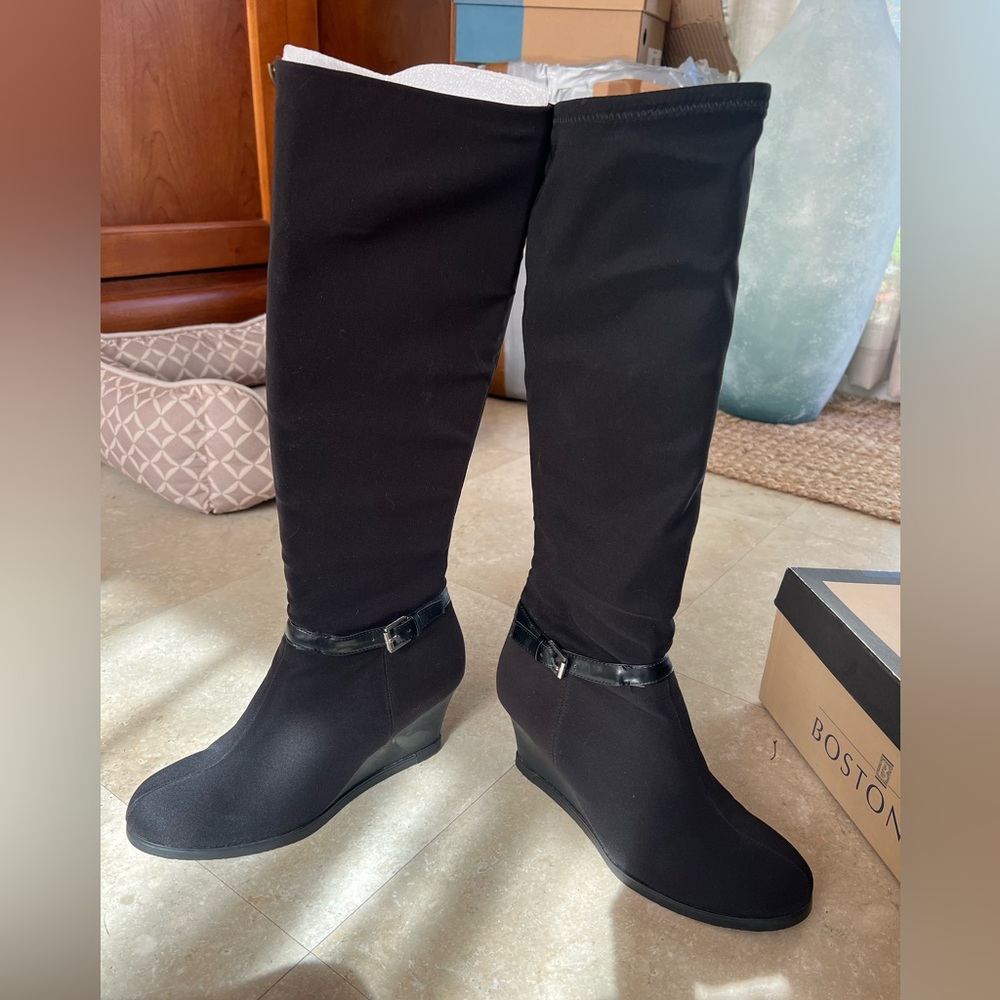 Lauren Ralph Lauren Tall Black Wedge Heel Boots Women’s Size 7